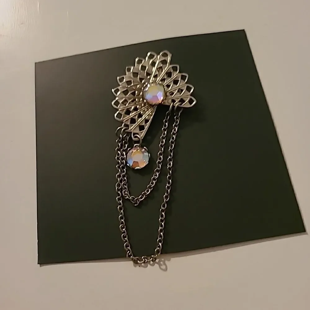 Vintage Rhinestone Chain Brooche